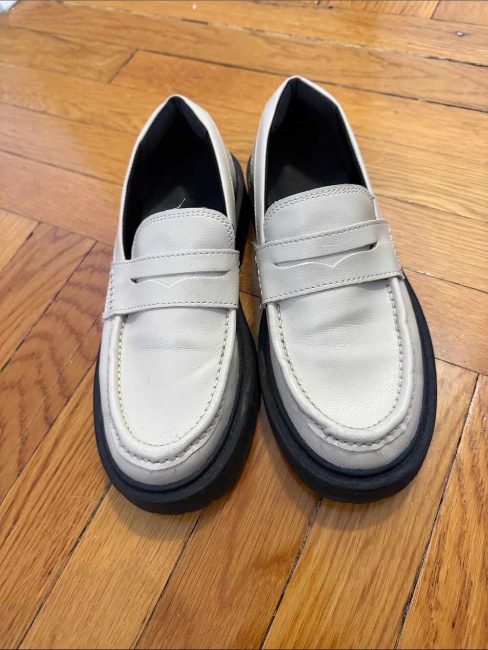 Zara Cream Lug Sole Penny Loafers